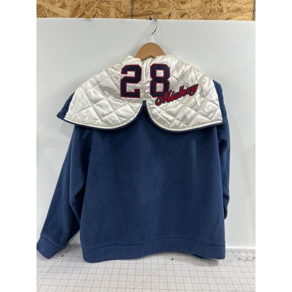 Vintage Disney Classic Mickey Fleece Jacket w/ Hood Women’s Sz. L Blue & White - Picture 2 of 13